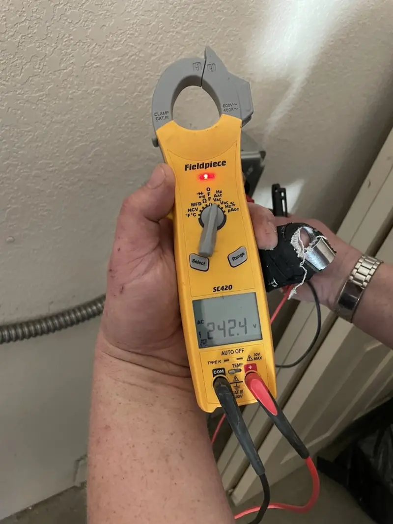 Voltage testing with clamp meter during Generator Installation in Wesleyville